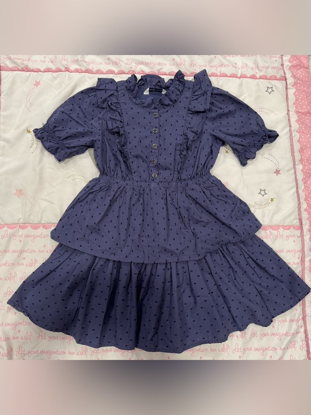 6, Janie and Jack Navy Blue Ruffle Tiered Dress
